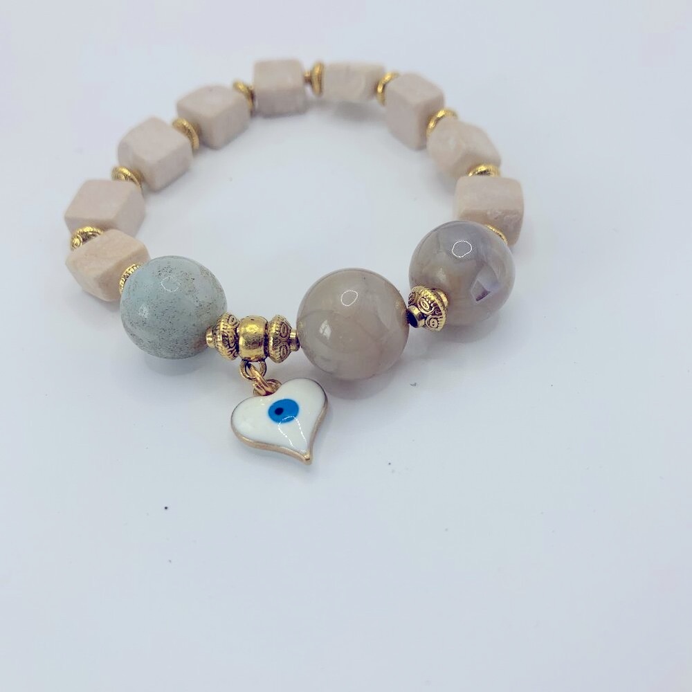 Evil Eye Charm, Translucent Agate, Riverstone & M… - image 5